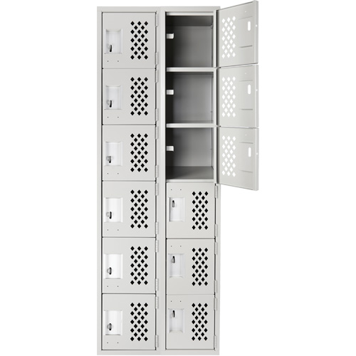 Clean Line Lockerettes, 6 -tier, Bank of 2, 18" x 72" x 12", Steel Oxymax Inc