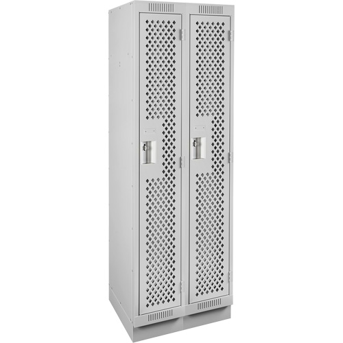 Clean Line Lockers, Bank of 2, 24" x 18" x 76", Steel, Grey, Rivet (Assembled), Perforated Oxymax Inc