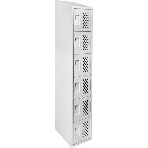 Assembled Lockerettes Clean Line Perforated Economy Lockers, 6 -tier, 18" x 72" x 12", Steel Oxymax Inc