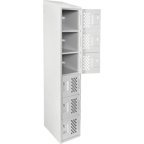 Assembled Lockerettes Clean Line Perforated Economy Lockers, 6 -tier, 18" x 72" x 12", Steel Oxymax Inc
