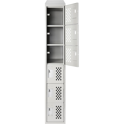 Assembled Lockerettes Clean Line Perforated Economy Lockers, 6 -tier, 18" x 72" x 12", Steel Oxymax Inc