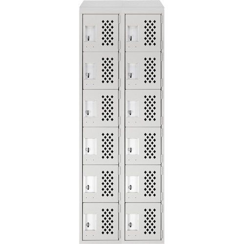 Assembled Lockerettes Clean Line Perforated Economy Lockers, 6 -tier, Bank of 2, 18" x 72" x 12", Steel Oxymax Inc