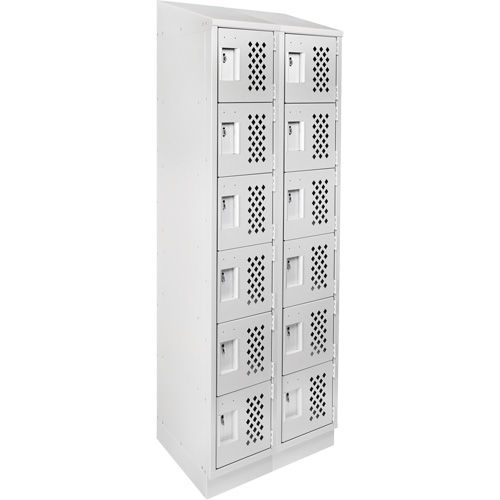 Clean-Line Perforated Lockerette, 6 -tier, Bank of 2, 15" x 72" x 12", Steel Oxymax Inc