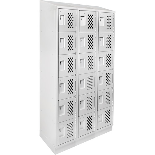 Clean-Line Perforated Lockerette, 6 -tier, Bank of 3, 15" x 72" x 12", Steel Oxymax Inc