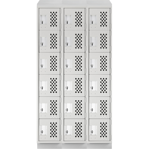 Clean-Line Perforated Lockerette, 6 -tier, Bank of 3, 15" x 72" x 12", Steel Oxymax Inc