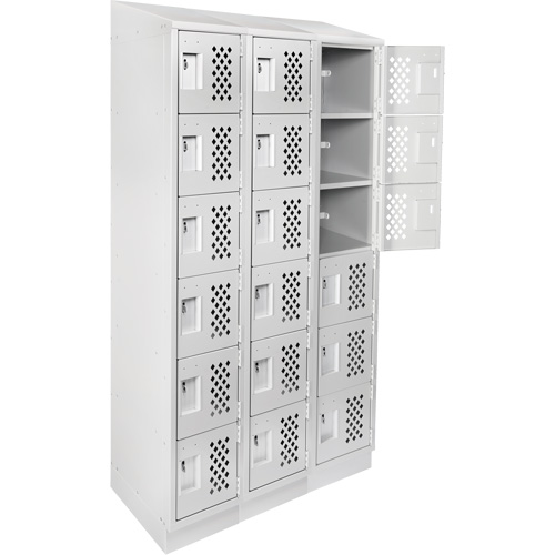 Clean-Line Perforated Lockerette, 6 -tier, Bank of 3, 15" x 72" x 12", Steel Oxymax Inc