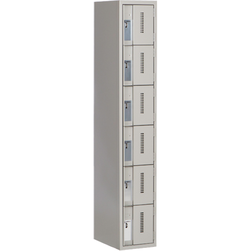 Concorde Heavy-Duty Lockers, 6 -tier, 12" x 18" x 72", Steel, Grey, Welded (Assembled) Oxymax Inc