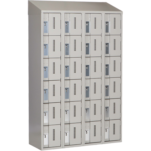 Concorde Heavy-Duty Lockers, 6 -tier, Bank of 4, 48" x 18" x 78", Steel, Grey, Welded (Assembled) Oxymax Inc