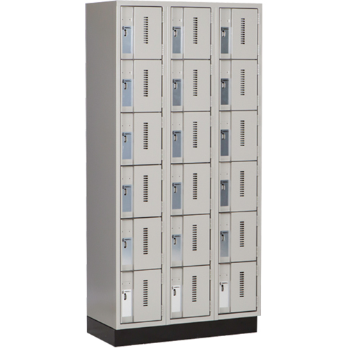 Concorde Heavy-Duty Lockers, 6 -tier, Bank of 3, 36" x 18" x 76", Steel, Grey, Welded (Assembled) Oxymax Inc