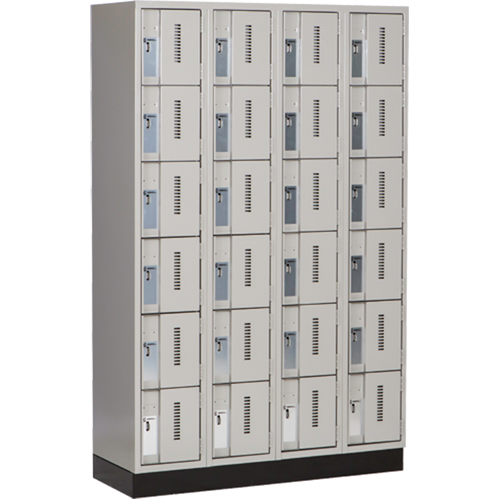 Concorde Heavy-Duty Lockers, 6 -tier, Bank of 4, 48" x 18" x 76", Steel, Grey, Welded (Assembled) Oxymax Inc