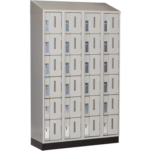 Concorde Heavy-Duty Lockers, 6 -tier, Bank of 4, 48" x 18" x 82", Steel, Grey, Welded (Assembled) Oxymax Inc
