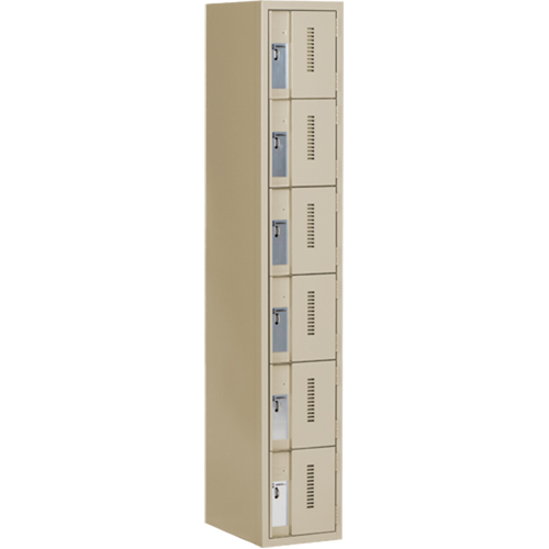 Concorde Heavy-Duty Lockers, 6 -tier, 12" x 18" x 72", Steel, Beige, Welded (Assembled) Oxymax Inc