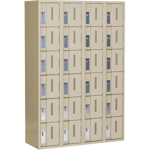 Concorde Heavy-Duty Lockers, 6 -tier, Bank of 4, 48" x 18" x 72", Steel, Beige, Welded (Assembled) Oxymax Inc