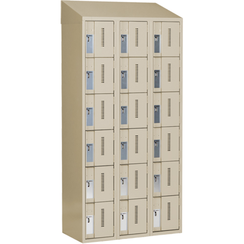 Concorde Heavy-Duty Lockers, 6 -tier, Bank of 3, 36" x 18" x 78", Steel, Beige, Welded (Assembled) Oxymax Inc