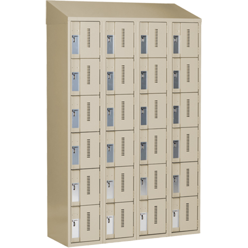 Concorde Heavy-Duty Lockers, 6 -tier, Bank of 4, 48" x 18" x 78", Steel, Beige, Welded (Assembled) Oxymax Inc