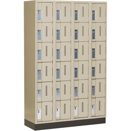 Concorde Heavy-Duty Lockers, 6 -tier, Bank of 4, 48" x 18" x 76", Steel, Beige, Welded (Assembled) Oxymax Inc