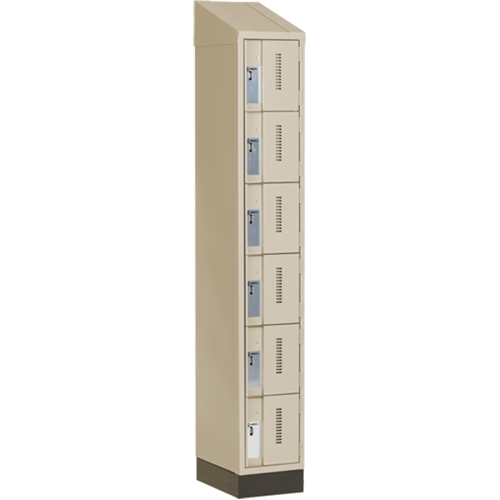 Concorde Heavy-Duty Lockers, 6 -tier, 12" x 18" x 82", Steel, Beige, Welded (Assembled) Oxymax Inc