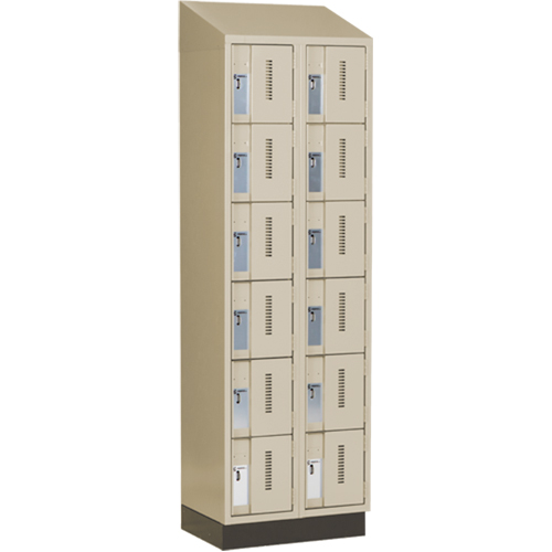 Concorde Heavy-Duty Lockers, 6 -tier, Bank of 2, 24" x 18" x 82", Steel, Beige, Welded (Assembled) Oxymax Inc
