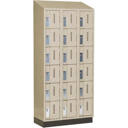 Concorde Heavy-Duty Lockers, 6 -tier, Bank of 3, 36" x 18" x 82", Steel, Beige, Welded (Assembled) Oxymax Inc