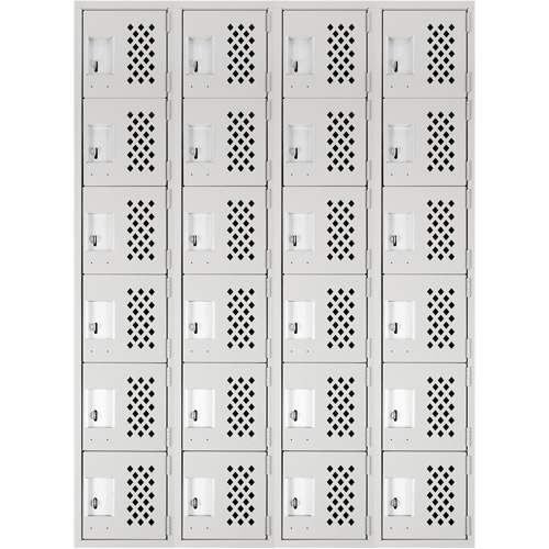 Clean Line Lockerettes, 6 -tier, Bank of 4, 18" x 72" x 12", Steel Oxymax Inc