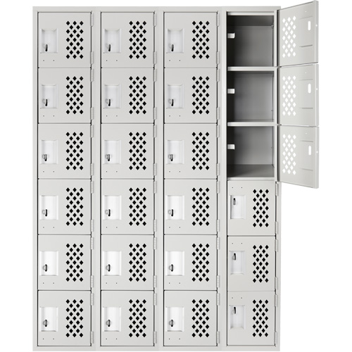 Clean Line Lockerettes, 6 -tier, Bank of 4, 18" x 72" x 12", Steel Oxymax Inc