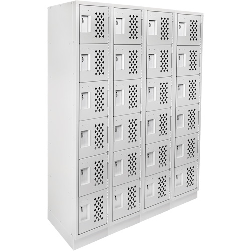 Assembled Clean Line Perforated Economy Lockers, 6 -tier, Bank of 4, 18" x 72" x 12", Steel Oxymax Inc