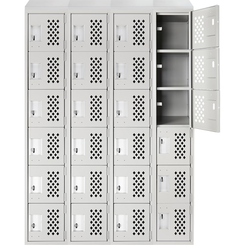 Casiers &eacute;conomiques perfor&eacute;s et assembl&eacute;s Clean Line, 6 niveaux, Bloc de 4, 18" x 72" x 12", Acier Oxymax Inc