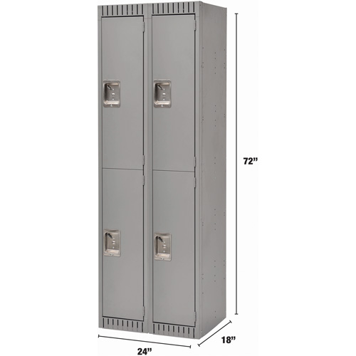Casiers, 2 niveaux, Bloc de 2, 24" x 18" x 72", Acier, Gris, D&eacute;mont&eacute; Oxymax Inc