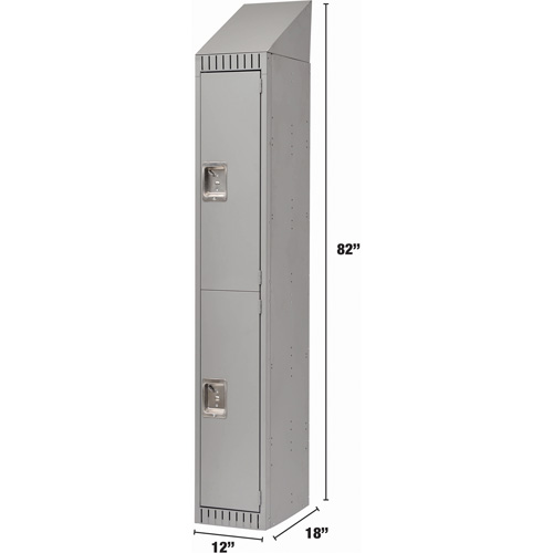 Assembled Lockers, 2 -tier, 12" x 18" x 72", Steel, Grey, Rivet (Assembled) Oxymax Inc