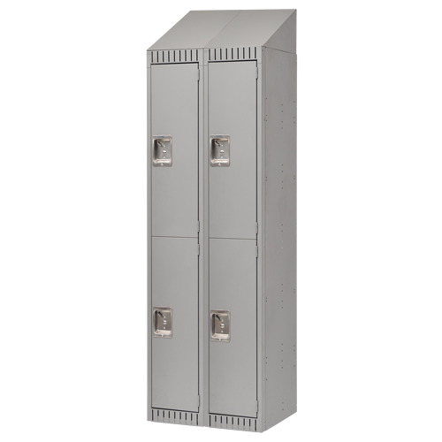 Assembled Lockers, 2 -tier, Bank of 2, 24" x 18" x 72", Steel, Grey, Rivet (Assembled) Oxymax Inc