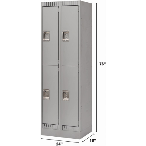 Casiers, 2 niveaux, Bloc de 2, 24" x 18" x 76", Acier, Gris, D&eacute;mont&eacute; Oxymax Inc