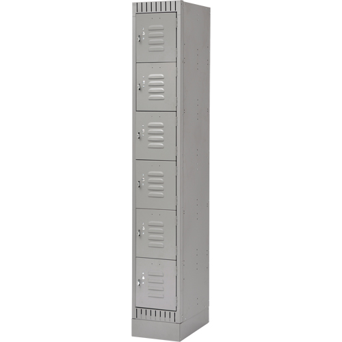 Lockers, 6 -tier, 12" x 18" x 76", Steel, Grey, Knocked Down Oxymax Inc