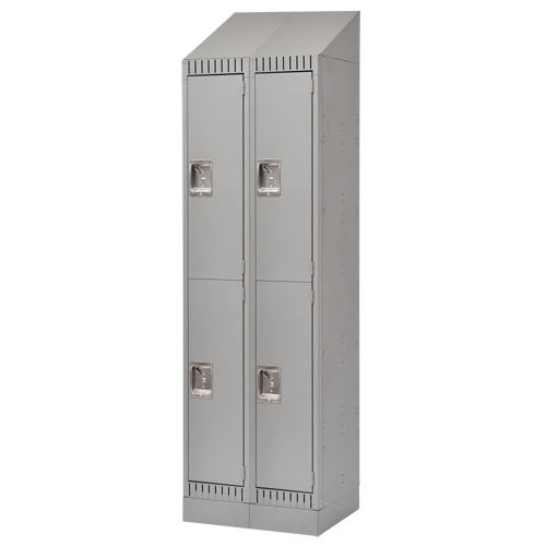 Lockers, 2 -tier, Bank of 2, 24" x 18" x 86", Steel, Grey, Knocked Down Oxymax Inc