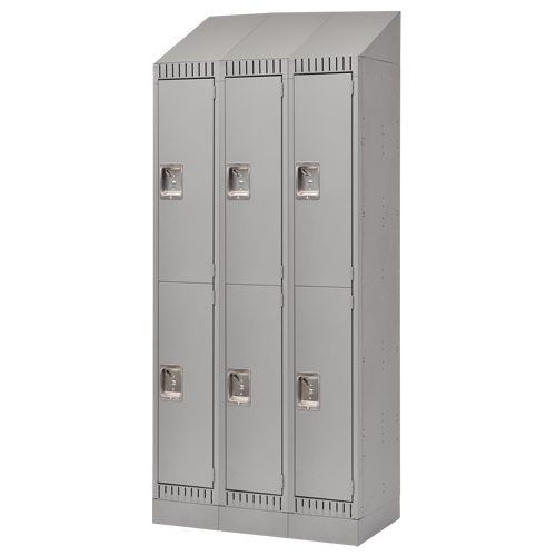 Casiers, 2 niveaux, Bloc de 3, 36" x 18" x 86", Acier, Gris, D&eacute;mont&eacute; Oxymax Inc