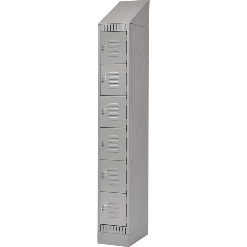 Lockers, 6 -tier, 12" x 18" x 86", Steel, Grey, Knocked Down Oxymax Inc