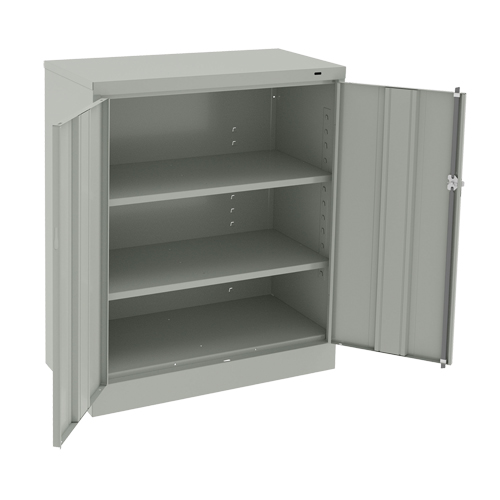Armoire &agrave; hauteur de comptoir, Acier, 2 Tablettes, 42" h x 36" la x 18" P, Gris p&acirc;le Oxymax Inc