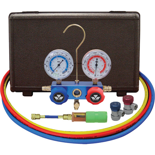 Automotive Manifold Gauge Set with Mini Dye Injector & Manual Couplers Oxymax Inc