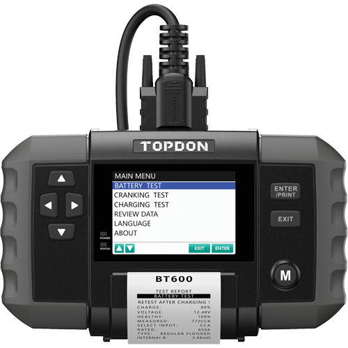 BT600 12V Battery & 12V/24V System Tester with Built-in Printer Oxymax Inc