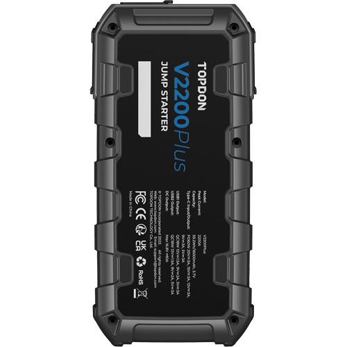 V2200Plus 2-en-1: d&eacute;marreur de secours 2200 A de pointe, testeur de batterie et de syst&egrave;me Oxymax Inc