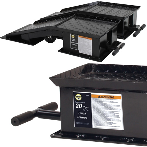 Rampes pour camions lourds avec longue poign&eacute;e en T, Capacit&eacute; 40 000 lb, 45" lo, 13-1/2" la, Hauteur de 9-19/50" Oxymax Inc