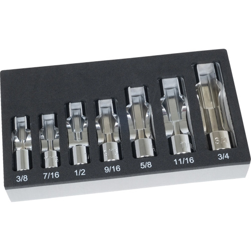 Jeu de douilles pour &eacute;crous &eacute;vas&eacute;s SAE avec plateau en mousse, 7 Morceaux, Prise de 3/8" Oxymax Inc