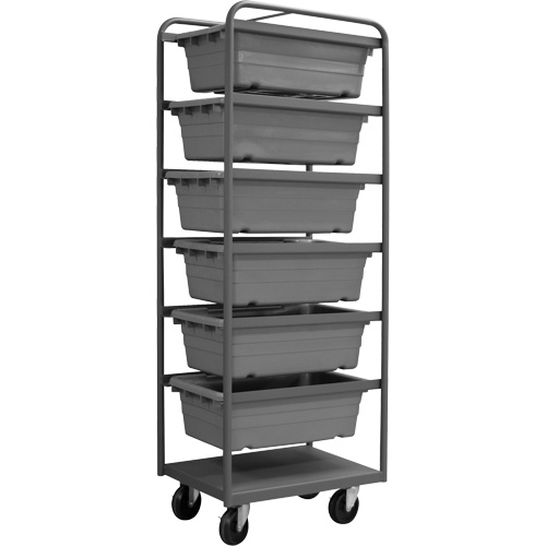 Mobile Tub Rack, Double-sided, 6 bins, 26" W x 18" D x 74" H Oxymax Inc