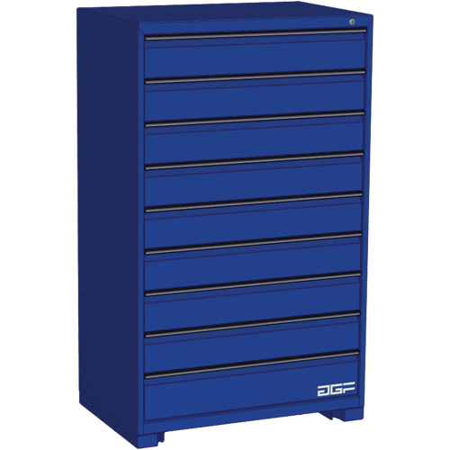 Armoire &agrave; tiroirs modulaire, 9 tiroirs, 36" la x 24" p x 60" h, Bleu Oxymax Inc