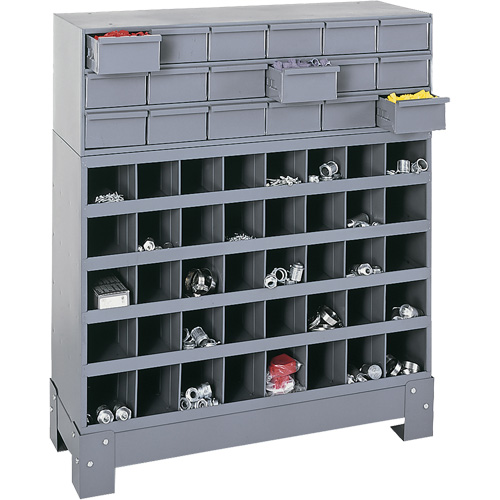 Modular Small Parts Storage Unit, Steel, 18 Drawers, 33-3/4" x 12-1/4" x 40-1/2", Grey Oxymax Inc