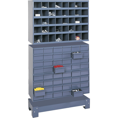 Modular Small Parts Storage Unit, Steel, 48 Drawers, 33-3/4" x 12-1/4" x 58-3/8", Grey Oxymax Inc