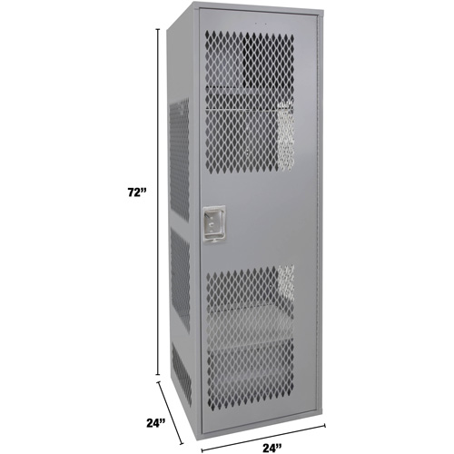 Casier pour &eacute;quipement avec porte, Acier, 24" la x 24" p x 72" h, Gris Oxymax Inc