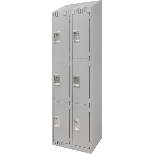 Casiers, 3 niveaux, Bloc de 2, 24" x 18" x 82", Acier, Gris, D&eacute;mont&eacute; Oxymax Inc