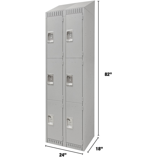 Casiers, 3 niveaux, Bloc de 2, 24" x 18" x 82", Acier, Gris, D&eacute;mont&eacute; Oxymax Inc