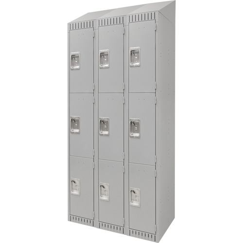 Casiers, 3 niveaux, Bloc de 3, 36" x 18" x 82", Acier, Gris, D&eacute;mont&eacute; Oxymax Inc