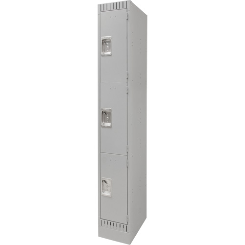 Lockers, 3 -tier, 12" x 18" x 76", Steel, Grey, Knocked Down Oxymax Inc